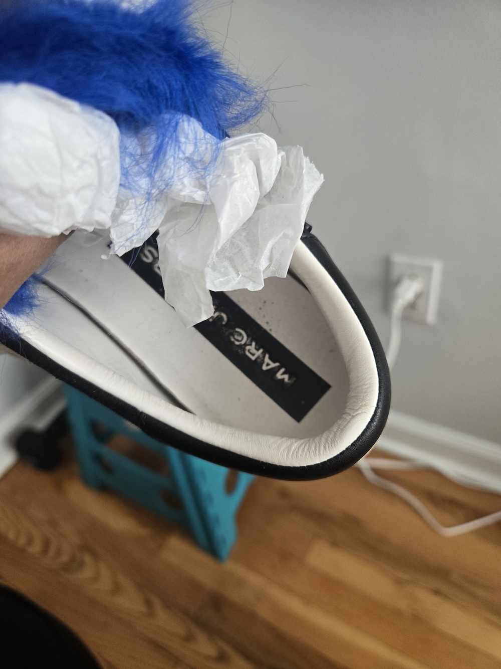 Marc Jacobs Black 'Love' Sneakers with Blue Fur Accent - Picture 6 of 6